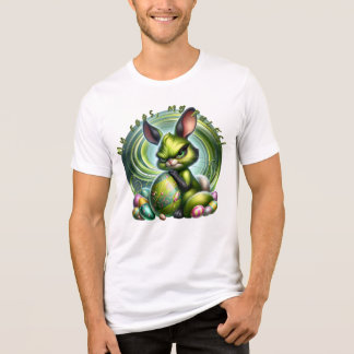 Customise Me!-Frustrated Bunny Embracing an Egg, Tri-Blend Shirt