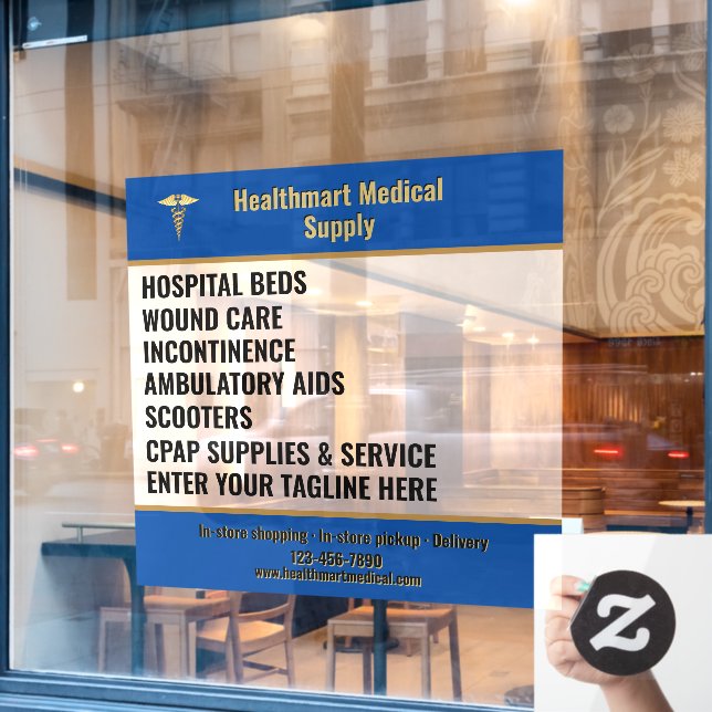 Customise Medical Supply Shop Product List Advert (Cafe Window)