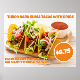 Customise Mexican Food Hard Shell Tacos Drink Huge Poster
