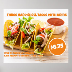Customise Mexican Food Hard Shell Tacos Drink Poster