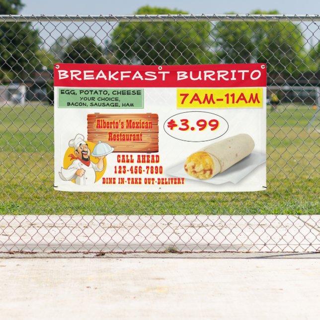 Customise Mexican Restaurant Breakfast Burrit Banner (Insitu)