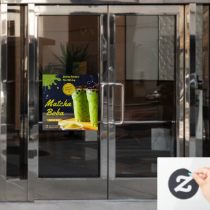 Customise Minimalist Matcha Boba Tea Doughnut Door