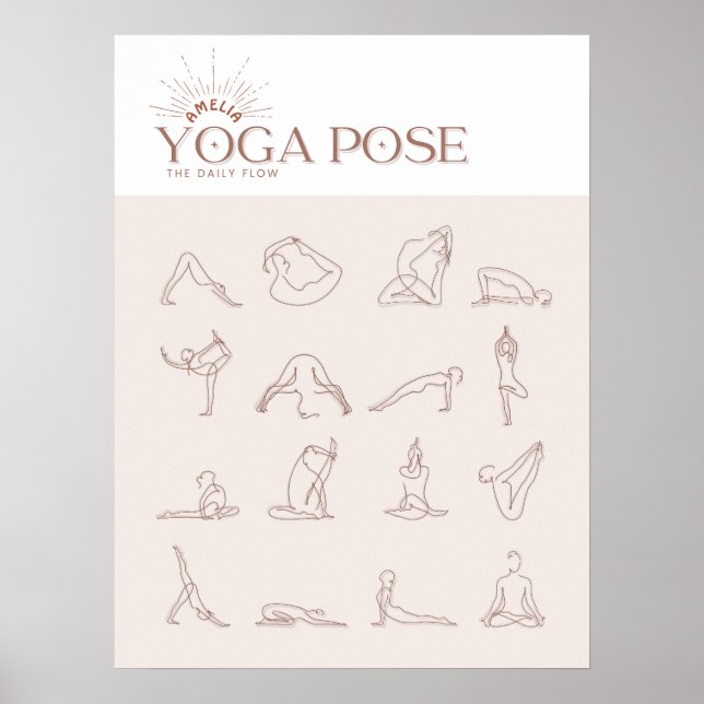 Customise Minimalist Yoga Pose LIne Art Poster (Front)