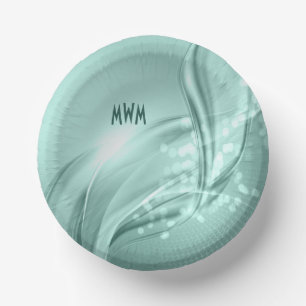 Customise Mint Swirl Pattern Customised Paper Bowl Plate