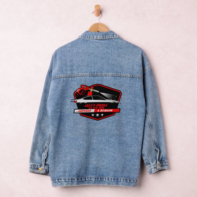 Customise Mobile Car Wash Detailing Business  Denim Jacket (Hangar)