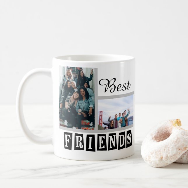 Customise Modern Best Friends Chic Quote Coffee Mug (With Donut)