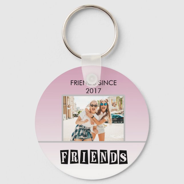Customise Modern Best Friends Chic Quote Key Ring (Front)