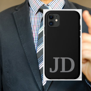 Customise Modern Black Monogram Name iPhone 11 Case