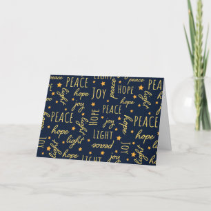 Customise Modern Navy & Gold W/Christmas Script  Holiday Card