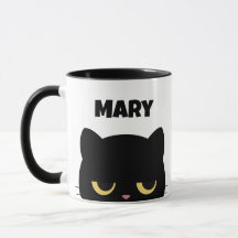 Customise Monogram and Name Script Funny Black Cat