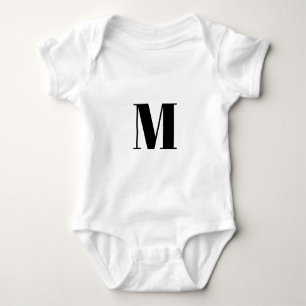 Customise monogram initial black white baby bodysuit