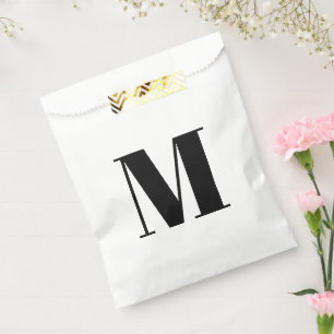 Customise monogram initial black white favour bag