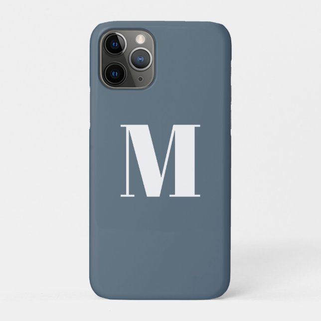 Customise monogram initial blue / grey white Case-Mate iPhone case (Back)