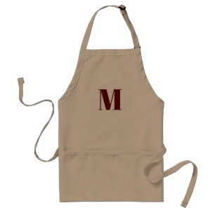 Customise monogram initial burgundy maroon white standard apron