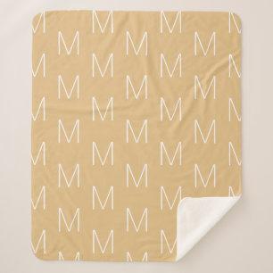 Customise monogram initial letter camel khaki sherpa blanket