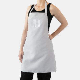 Customise monogram initial light grey white apron