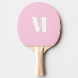 Customise monogram initial light pink white ping pong paddle