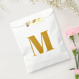 Customise monogram initial mustard white gift favour bag