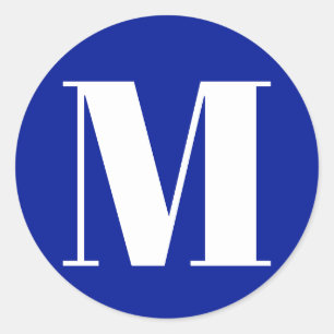 Customise monogram initial number cobalt blue classic round sticker