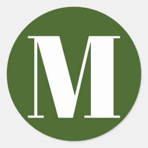 Customise monogram initial number forest green classic round sticker