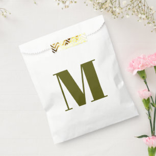 Customise monogram initial olive moss white gift favour bag