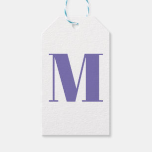 Customise monogram initial periwinkle white gift tags