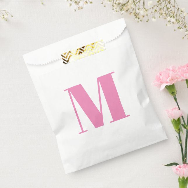 Customise monogram initial pink white favour bag (Sealed)