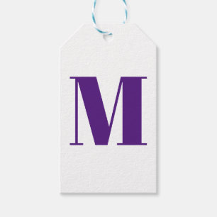 Customise monogram initial purple violet white gift tags