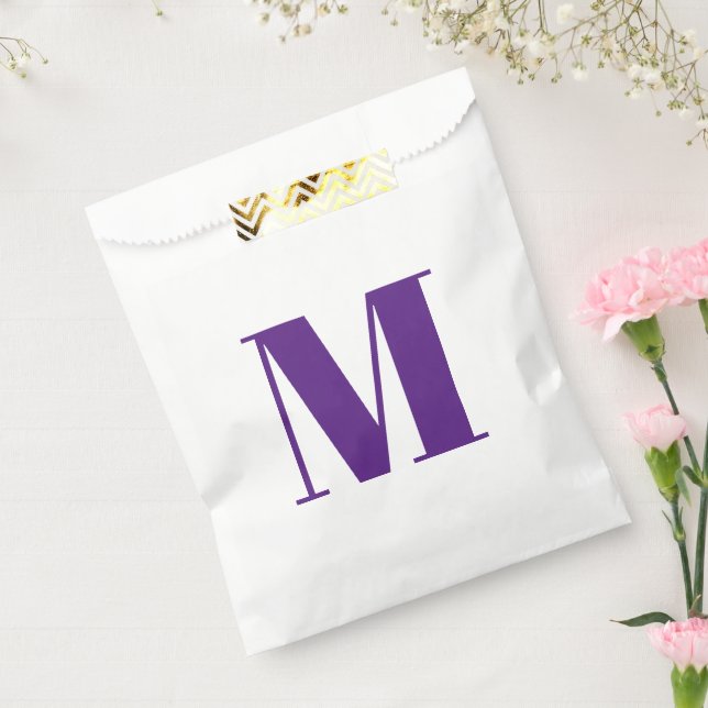 Customise monogram initial purple white favour bag (Sealed)