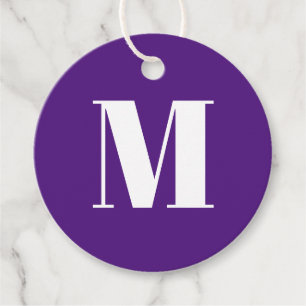 Customise monogram initial purple white gift favour tags