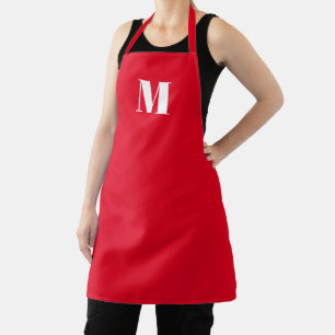 Customise monogram initial red white apron
