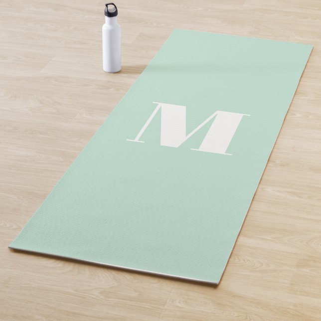 Customise monogram initial seafoam mint green whit yoga mat (In Situ)