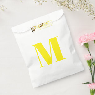 Customise monogram initial yellow white favour bag