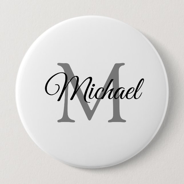 Customise Monogram Name White Template Huge 10 Cm Round Badge (Front)