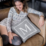 Customise monogram on grey cushion<br><div class="desc">Customise monogram on grey throw pillow. Customise and personalise by replacing the initial as desred.</div>