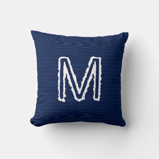 Customise Monogram on Navy Blue Jeans Pillow (Front)