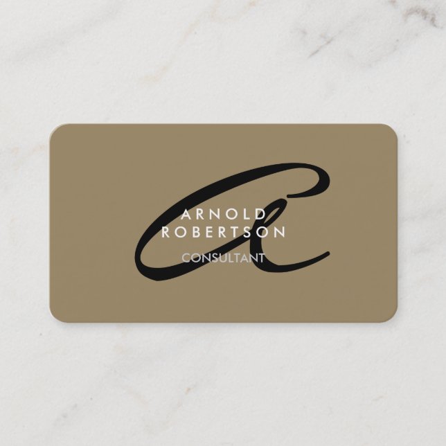 Customise Monogram Plain Beige Trend Business Card (Front)
