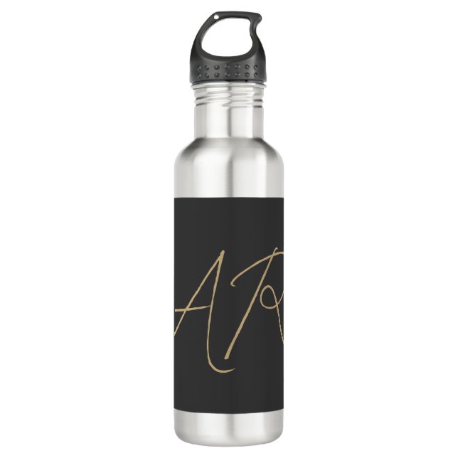 Customise Monogram Plain Grey Beige 710 Ml Water Bottle (Front)
