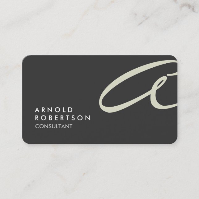 Customise Monogram Plain Grey Beige Business Card (Front)
