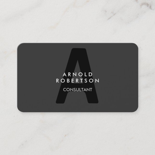 Customise Monogram Plain Grey Trendy Business Card (Front)