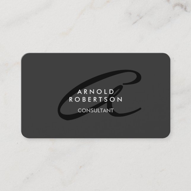 Customise Monogram Plain Grey Trendy Business Card (Front)