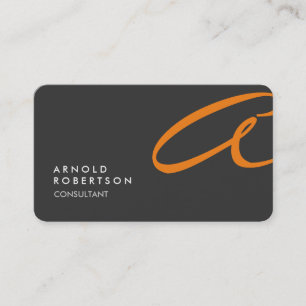 Customise Monogram Plain Grey Trendy Business Card