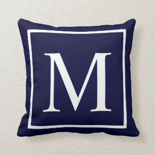 Customise monogram Quotation on navy blue Cushion
