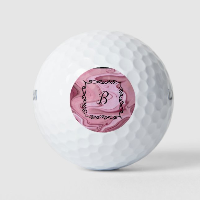 Customise Monogramed Golf Ball Mauve Pink (Front)