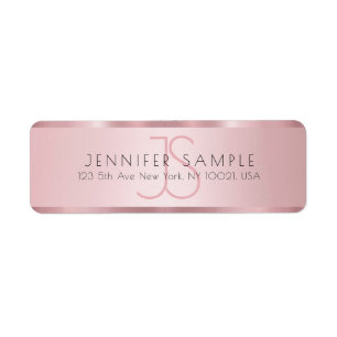 Customise Monogrammed Rose Gold Return Address Label