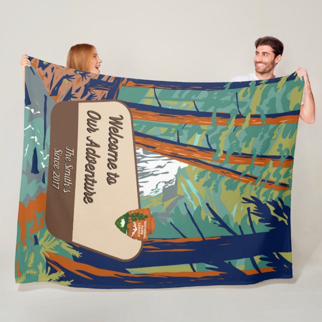 Customise Moran State Park Family Camping Adventur Fleece Blanket (In Situ)