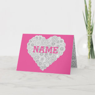 Customise Mother's Day Heart Card: Adult Colouring Card