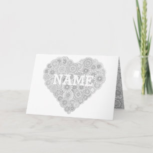 Customise Mother's Day Heart Card: Adult Colouring Card