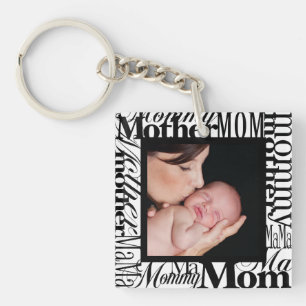 Customise Mother's Day Word Collage Photo Keychain