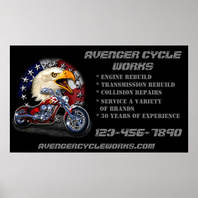 Customise Motorcycle Repair Shop Business  Poster (Front)
